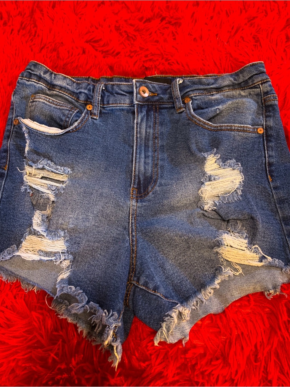 Kendall & Kylie Distressed Dark Blue Denim Cutoff Shorts Size 9